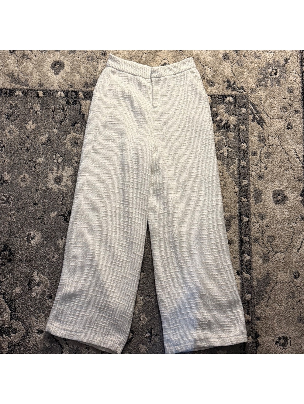 Lulus Women's White Textured Wide Leg Pants Size Small